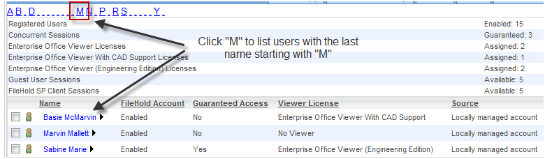 Search by last name quick link