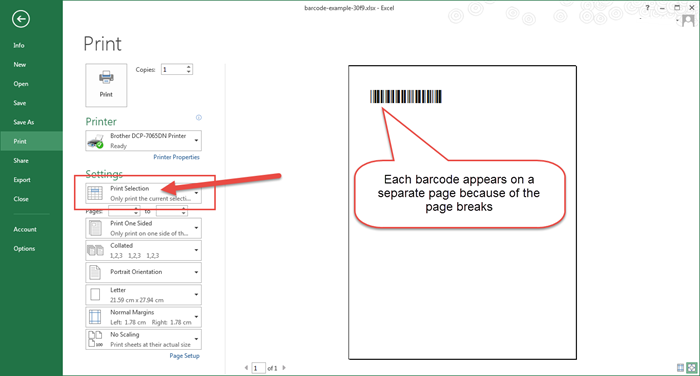 Barcode example 3of9 font printing
