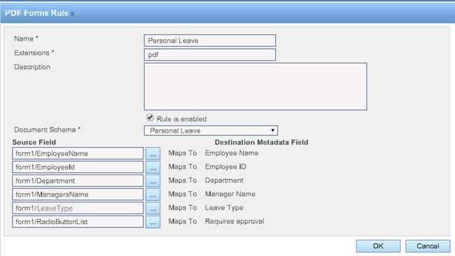 Personal leave form extraction rule