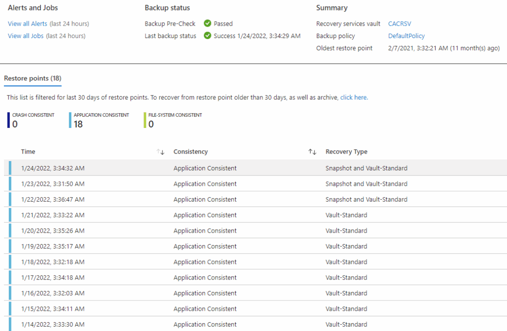 azure restore points